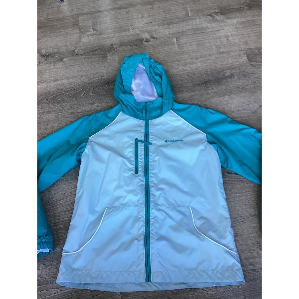 Columbia Sportswear Youth 14/16 Teal Blue/Light Blue Windbreaker Hooded